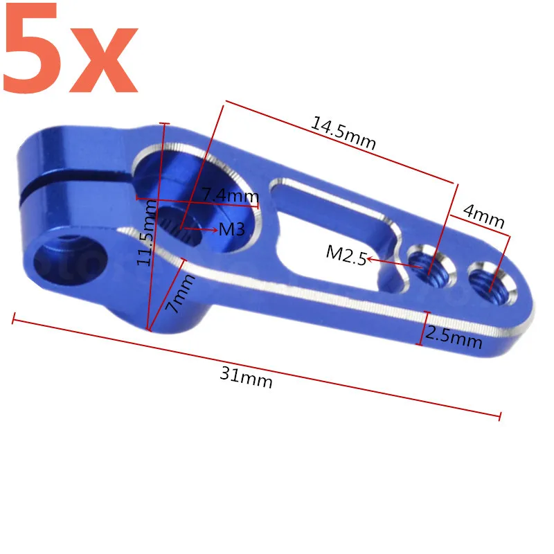 5Pieces Aluminum Alloy 25T Servo Horn Arms 31mm For 1/10 TRX4 Sakura D4 RC Cars Drift Crawler Universal Accessories Parts