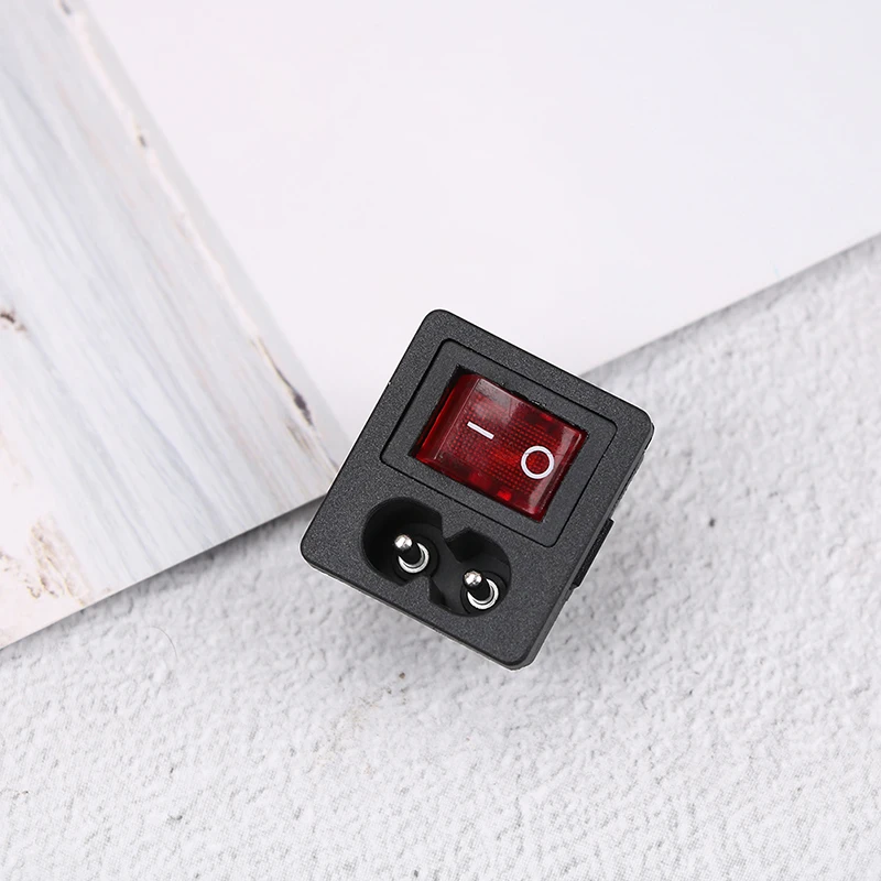 250V AC Red Rocker Switch Fused Inlet Power Socket Fuse Switch Connector Plug Connectors Dielectric Intensity