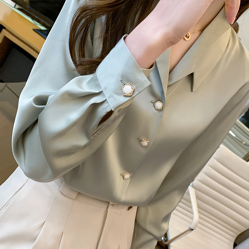 Long Sleeve Chiffon Blouse Shirt Blouse Women Blusas Mujer De Moda 2024 Turn Down Collar Office Blouse Tops Women Blouses E233