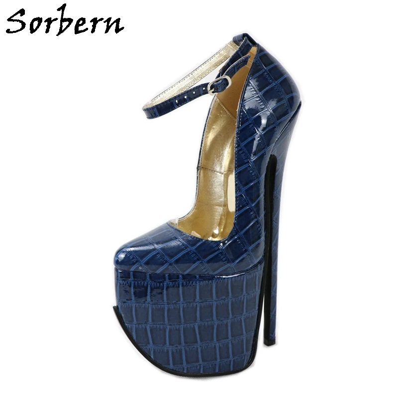 Sorbern Shiny Crocodile Women Pump Shoes 9.5 pollici 24cm scarpe con plateau tacco alto Sissy Boy Fetish altezza personalizzata fino a 40cm