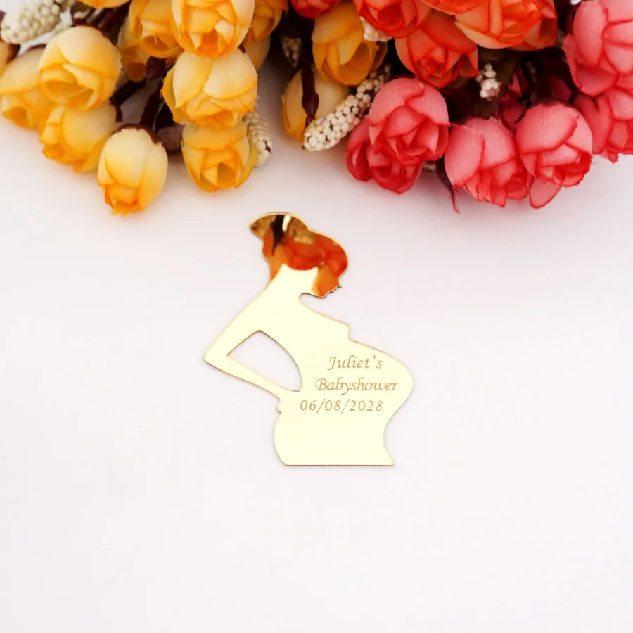 7*5cm Personalizd Newborn Gifts Pregnant Woman Style Custom Acrylic Mirror Stickers Birthday Festival Party Home Decor