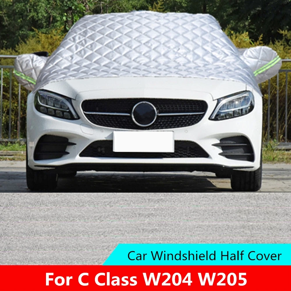 For Mercedes W204 W205 C Class Car Windshield Mirror Cover Cotton Wool Sun Shade Protector Winter Snow Ice Rain Dust Frost