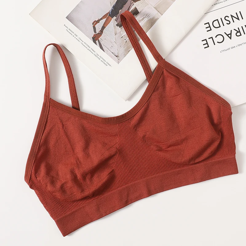 Damen Drahtloser BH Sport-Tube-Top Geripptes Gerafftes Camisole-Bralette Mit/Ohne Polster Unterwäsche Sexy Dessous M-L Intimates