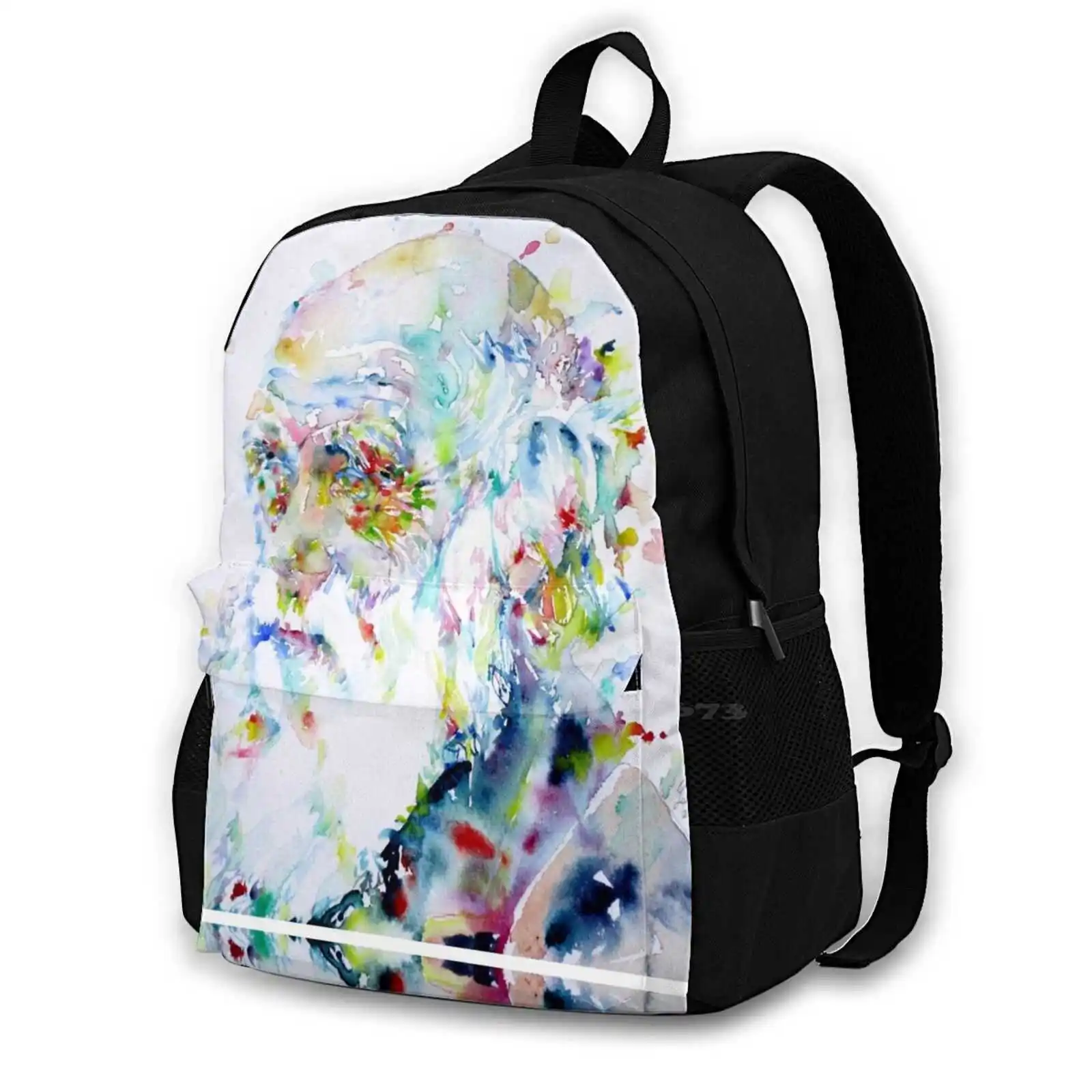 

Charles Darwin-Watercolor Portrait 442D Print Design Backpack Student Bag Charles Darwin Evolution