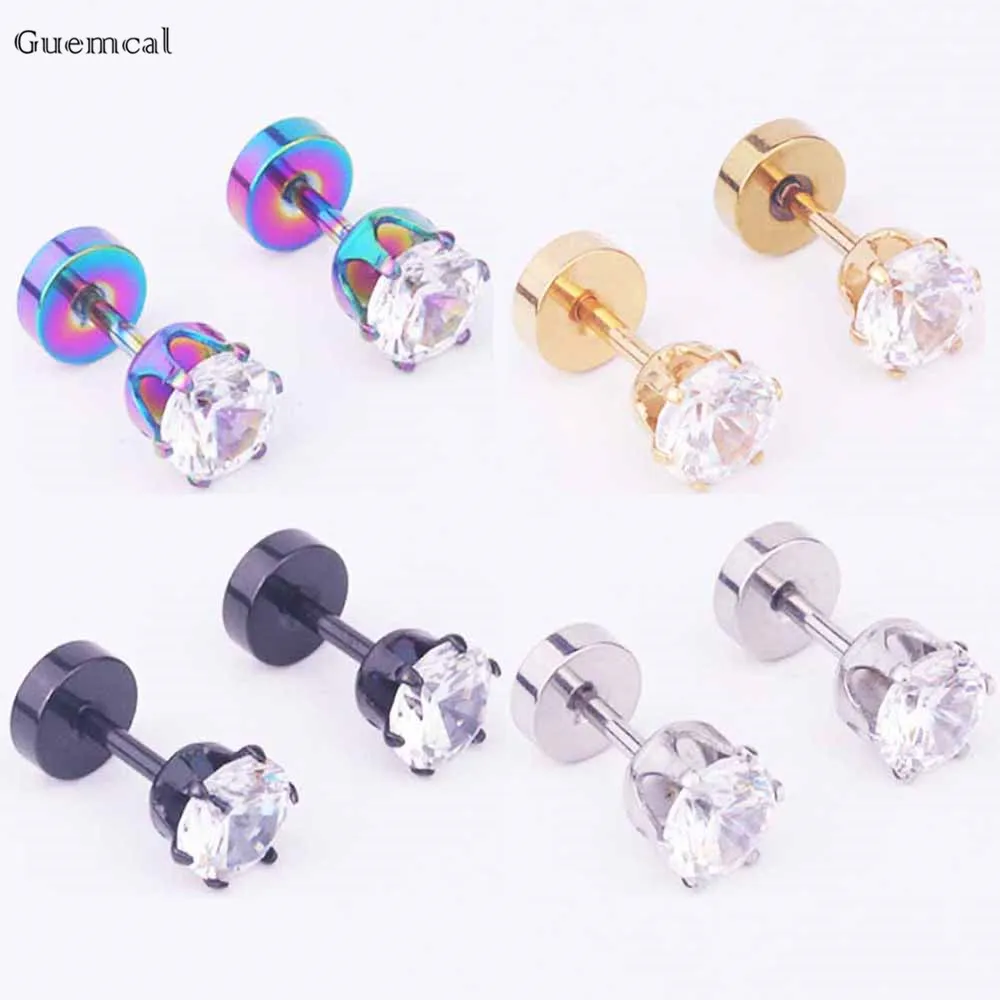 Guemcal 2pcs Hot-selling Personality Zircon Straight Rod Ear Bone Nail Exquisite Piercing Jewelry