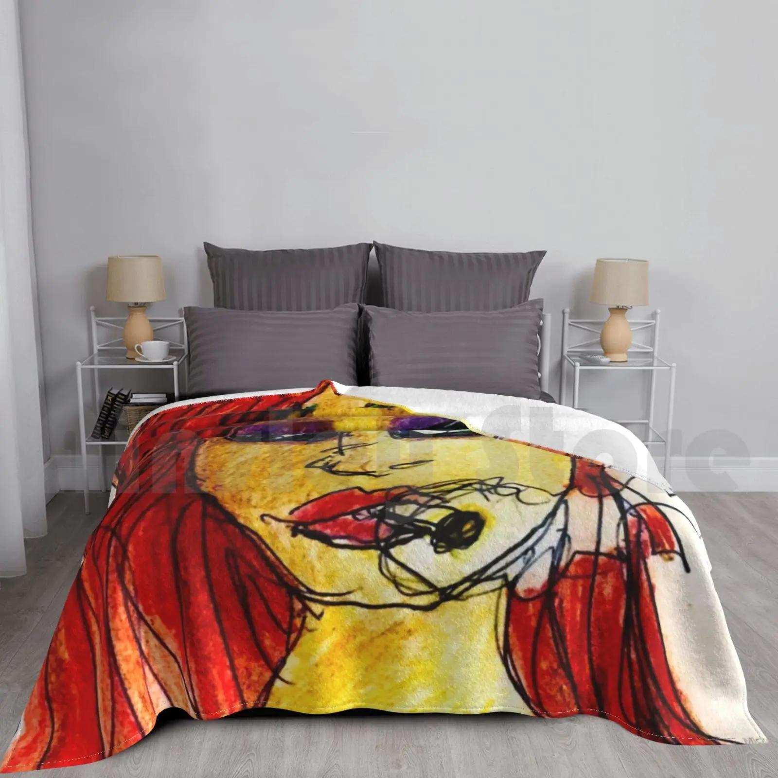 Manta supersuave y cálida, ligera, fina, pelirroja, pelo rojo, humo, fumar cigarrillos