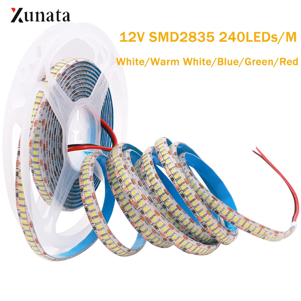 

DC12V 5M LED Strip Light Flexible LED Tape SMD2835 240LEDs/M Waterproof LED Ribbon Decoration White/Warm White/Blue/Green/Red