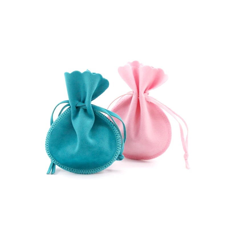 10pcs/lot Small Round Velvet Bags 8x9.5 10x13cm Candy Charms Jewelry Packaging Bags Wedding Christmas Pouches Velvet Gift Bag