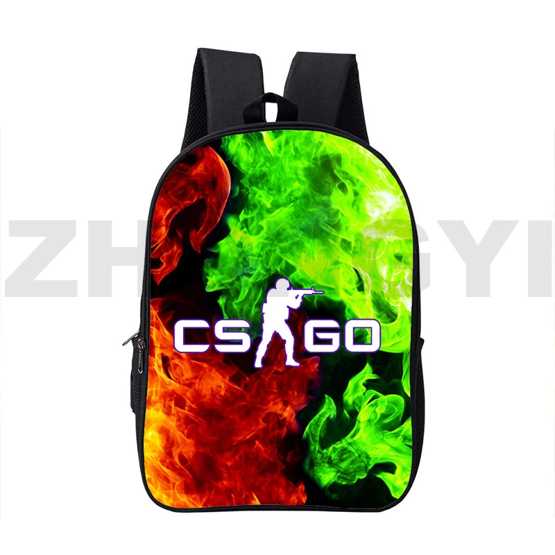 

3D Print Anime Canvas Double Zipper CSGO Backpacks Mochila Cartoon 16 Inch School Bags Shooting Game Counter Strike Bag Children