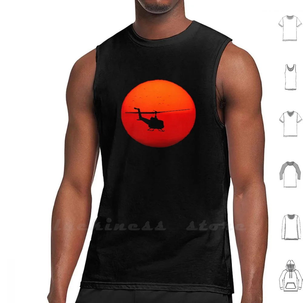 Vietnam Helicopter Sunset Tank Top Vest Sleeveless Cotton Vietnam Helicopter Sunset Airborne Combat Veteran Aviation Pilot