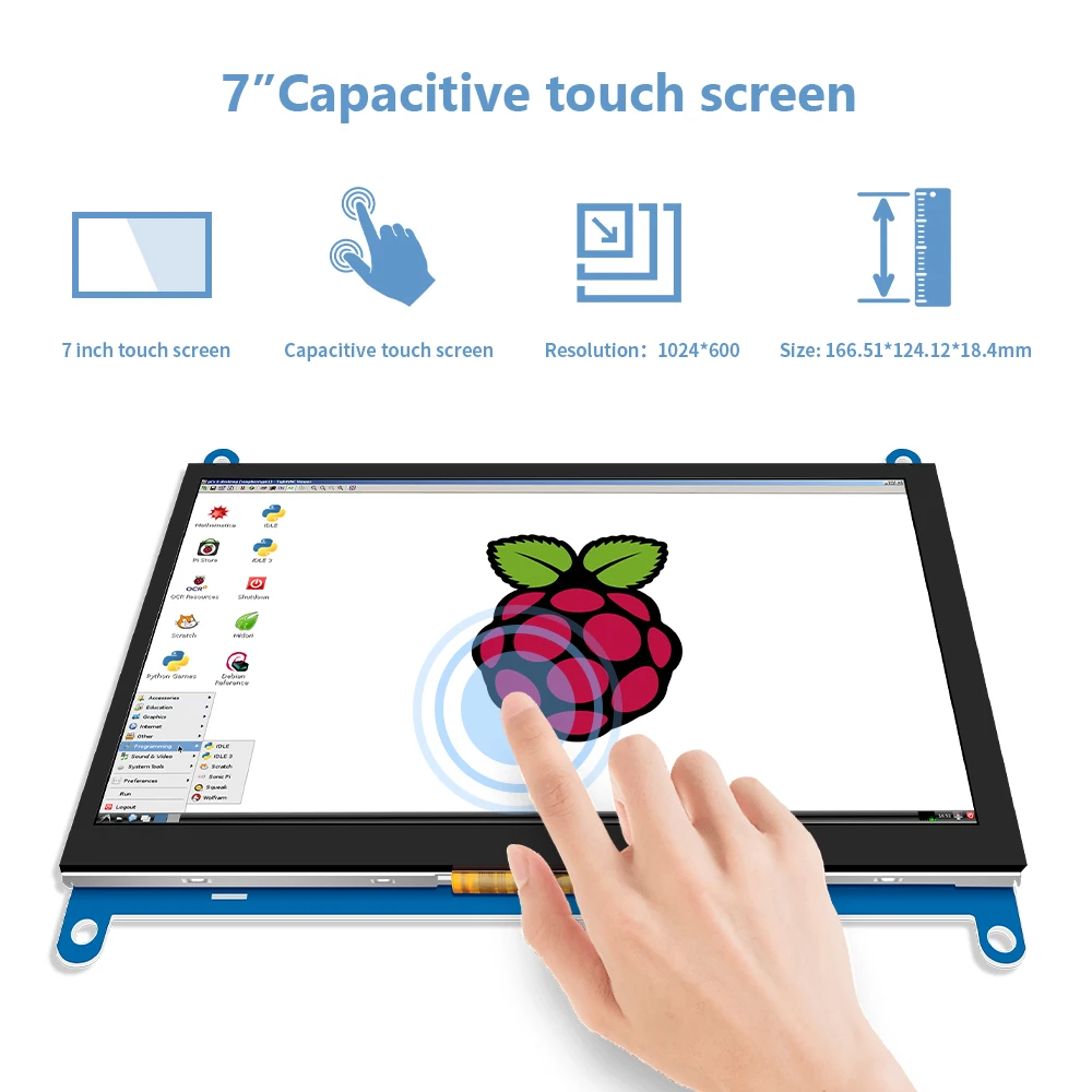 Écran Tactile LCD IPS AIDA64 de 7 Pouces, Mini PC, HDMI Tech 1024x600, pour Raspberry Pi 3 Pi4, Moniteur Orange Pi