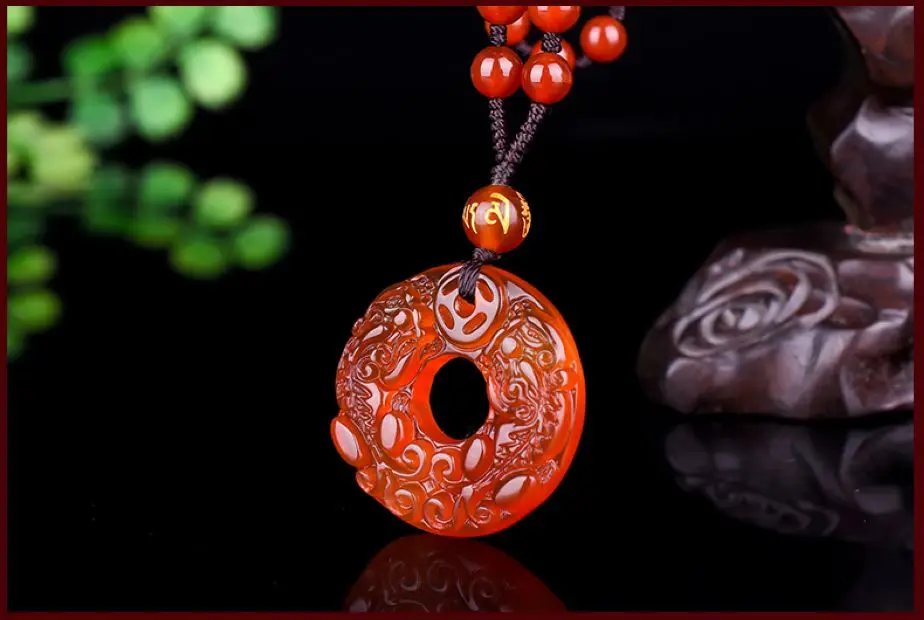 Admirable agate 2 Lucky Beast Pendant carnelian Pi Xiu Amulet unicorn Mala bead Hanging