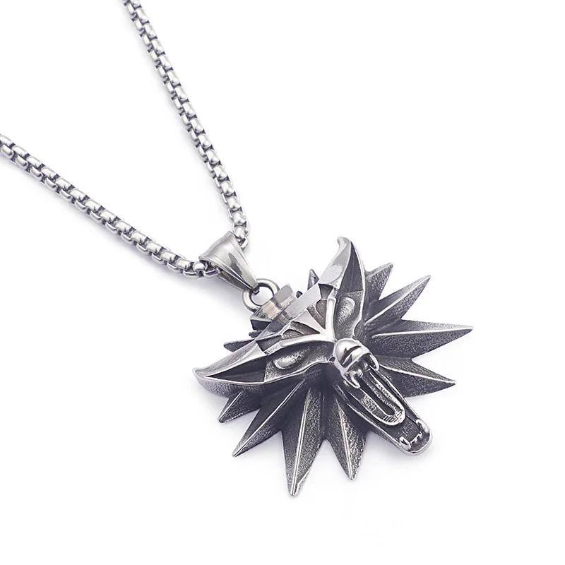 Cool Gifts Stainless Steel Wolf Charms Pendant Necklace Rolo chain 3mm 24'' Biker Jewelry