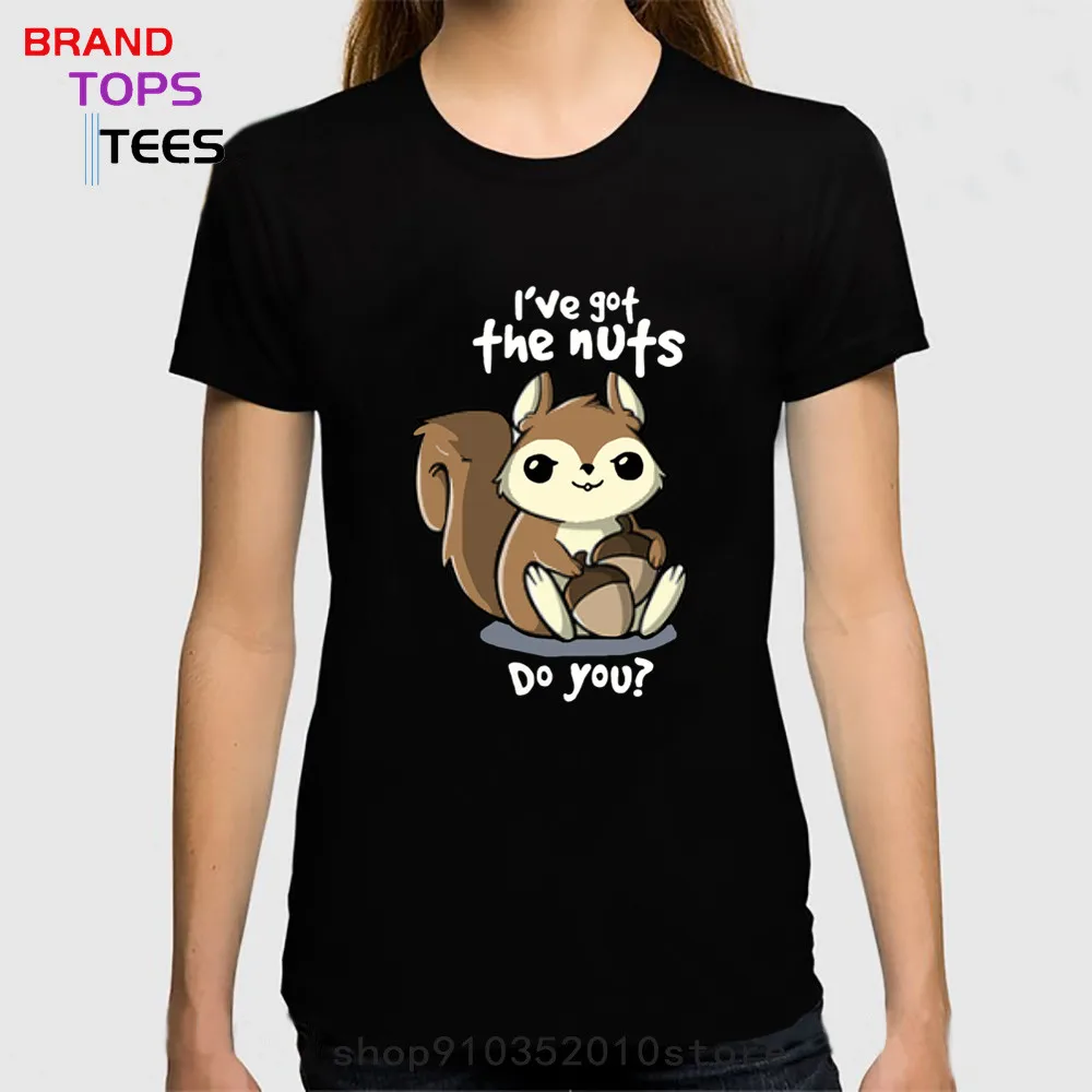 Joke Cartoon Squirrel Got Nuts T shirt women Nerd Badass Squirel T-shirt Kawaii Animal Printed Tee shirt Girls Casual Tees