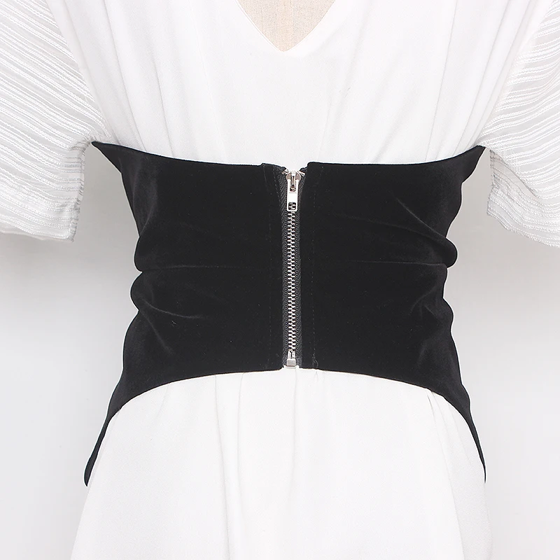 Women's runway fashion black velvet Cummerbunds female Dress Corsets Waistband Belts decoration wide belt R123