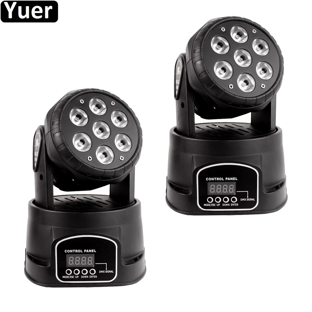 

2Pcs/Lot Wash Strobe Effect 2IN1 Mini Moving Head Light 7X10W RGBW 4IN1 DJ Disco Light DMX512 Disco Ball Party Club Lights