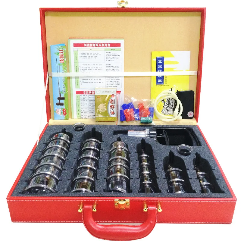 Boutique gift boxes cupping apparatus household vacuum thickening type C 30 cupping cans (red suitcase) extraction