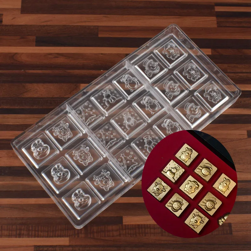 

2020 DIY Tool New Design Square Snowman Chocolate Mould PC-1660 Christmas Fawn Baking Mould Chocolate Mold