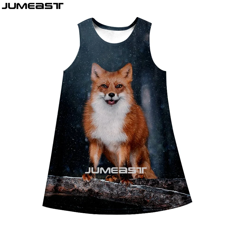 

Jumeast Women 3D Printed Dresses Animal Fox Streetwear Harajuku Summer Fashion Hip Hop Sleeveless Dress Suspender Nightdress