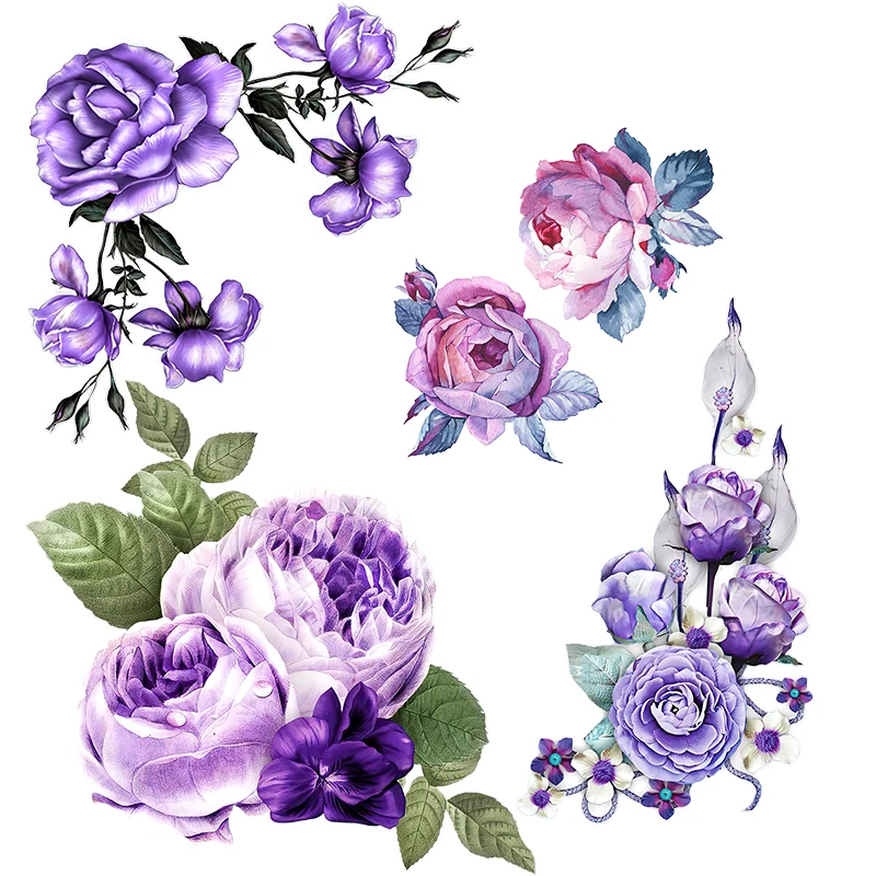 Three Ratels QCF47Classic nostalgic purple elegant bouquet home decoration Decal Refrigerator decorative toilet Decal