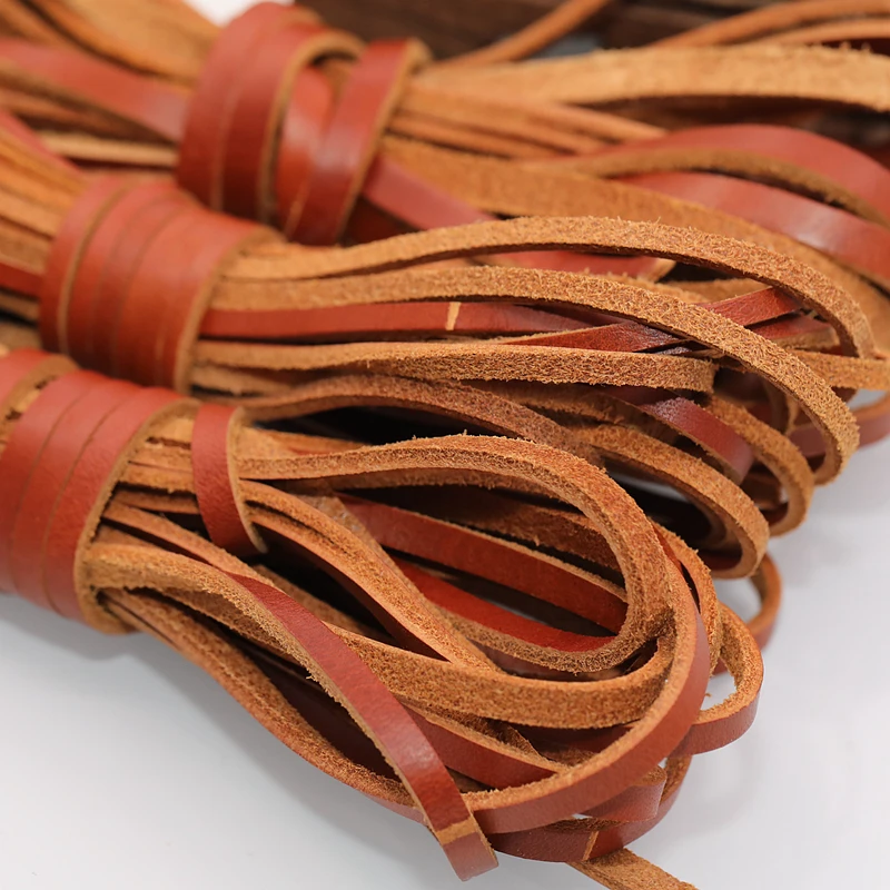 5meter/lot first layer top flat cowhide Genuine leather rope, Leather strip rope  for leather craft Jewelry bag diy