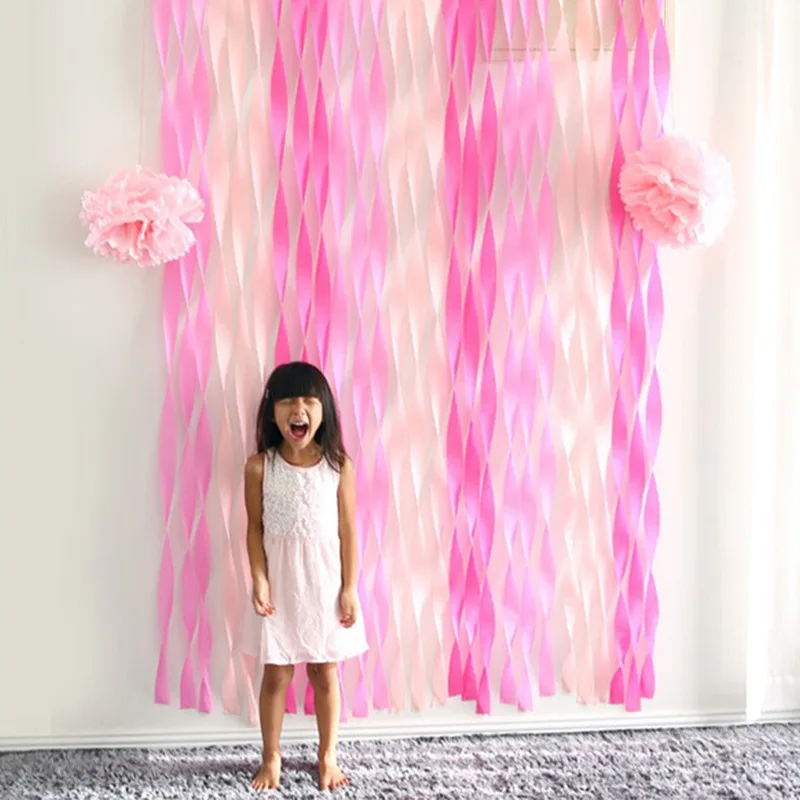 Color Crepe Paper Roll Set DIY Birthday Party Background Decoration Pull Flower For Children's Living Room Decor Paper Ribbon