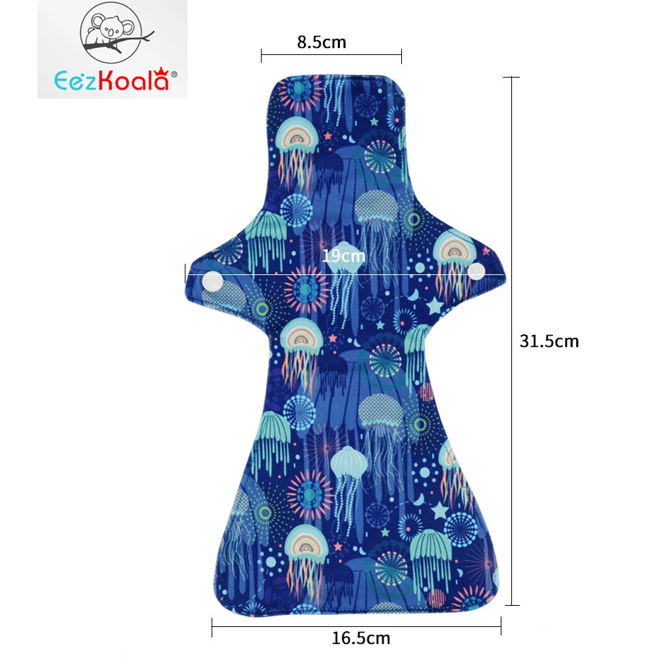 EezKoala 5pcs Heavy Wetter Cloth Menstrual Pads Fashion Pattern Polar Fleece Sanitary Pad Reusable Good Absorbent Mama Pads