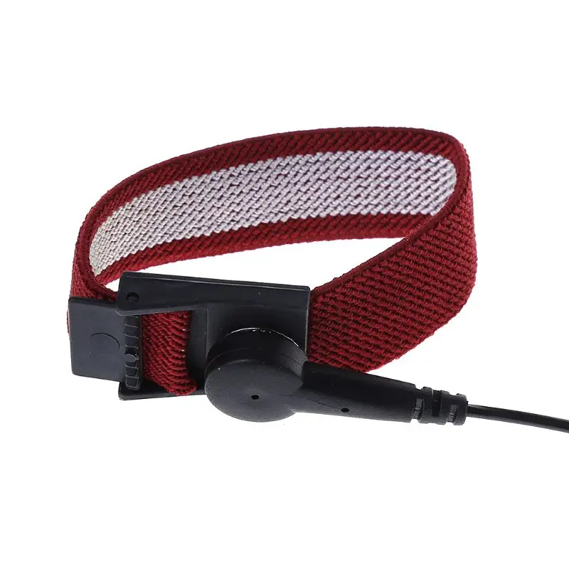 Correa muñeca antiestática, pulsera ajustable descarga con cable conexión a tierra, Clip cocodrilo