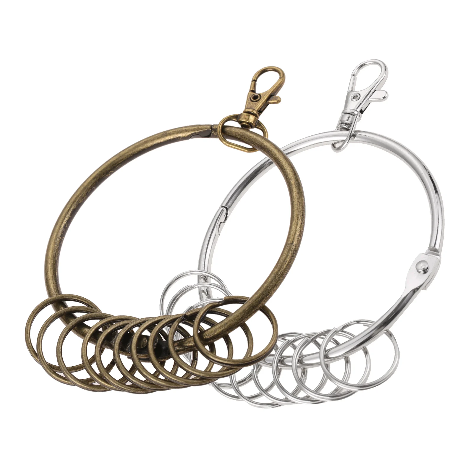 8.5cm Diameter Metal Vintage Key Rings Bronze Large Round Hoop Key Ring Organizer with Lobster Clasp Key Chains for Multiple Key