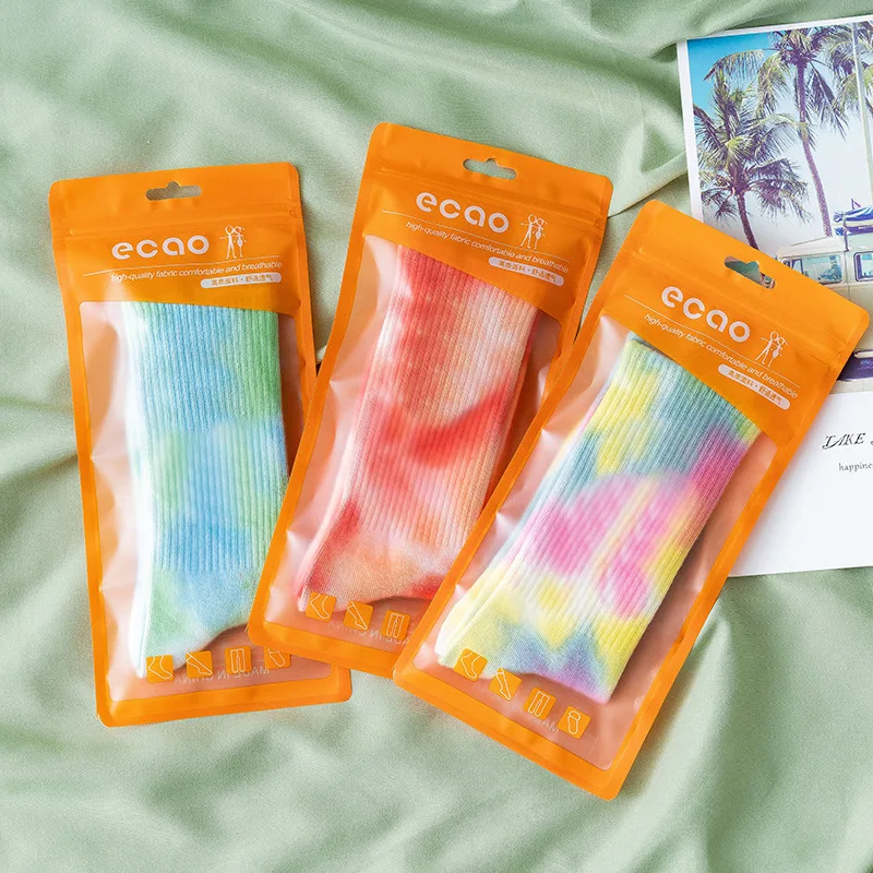 Tie-dye socks street trend high-top tide socks men women solid color cotton socks Hip Hop basketball men socks skateboard socks