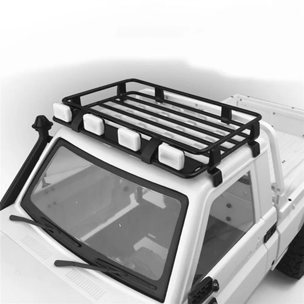 Metal Roof Rack Luggage Carrier with Spotlight for 1/10 ARB RC4WD KILLERBODY LC70 RC Car Body Accessories