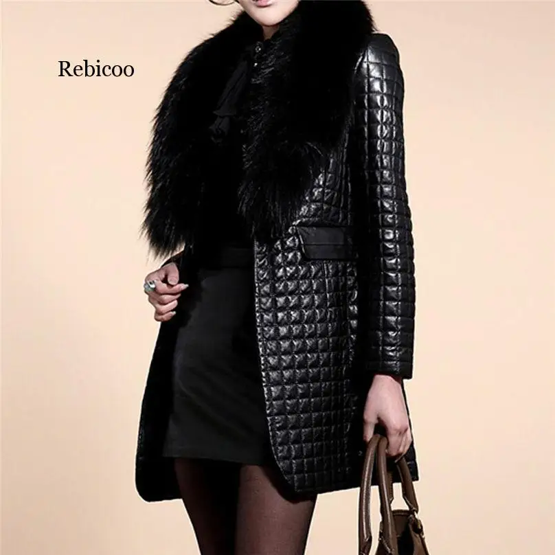 

New Fashion Women Jackets Winter Faux Leather Fur Long Sleeve Coat Jacket Outerwear Long Overcoat