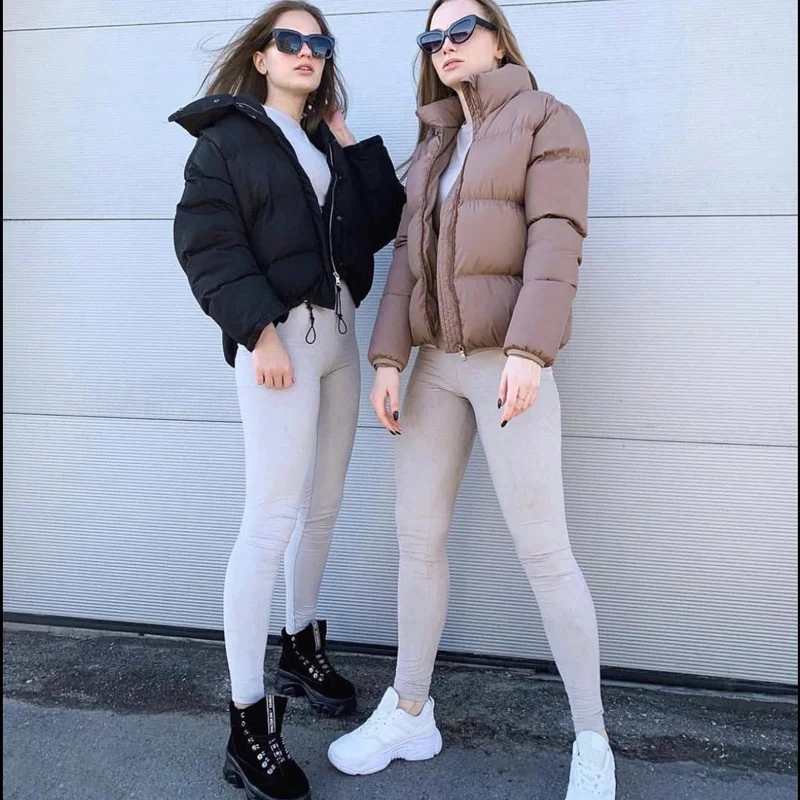 FORERUN Fashion Bubble Coat Women Solid Stand Collar Short Winter Autumn Female Puffer Jackets Parkas Mujer 2022 Factory Supply