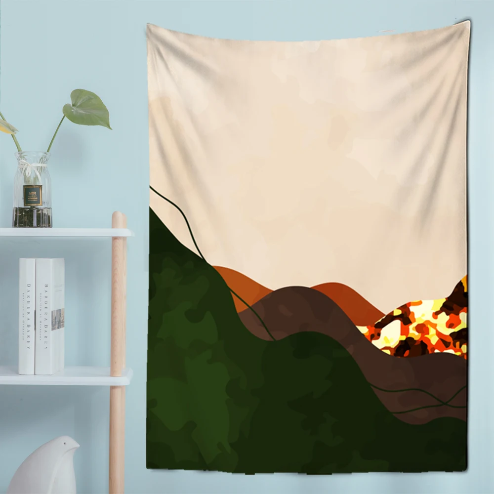 Volcanic Magma Tapestry Forest Tree Sunset Nature Landscape Cloth Wall Hanging Decorative