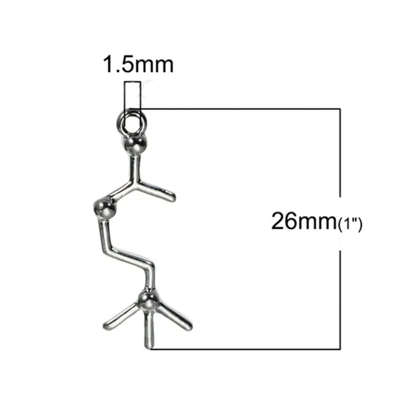 DoreenBeads Mode Metall Molekül Chemie Wissenschaft Charms Serotonin Silber Farbe Anhänger DIY Halskette Schmuck Geschenk, 10PCs – Detail 6