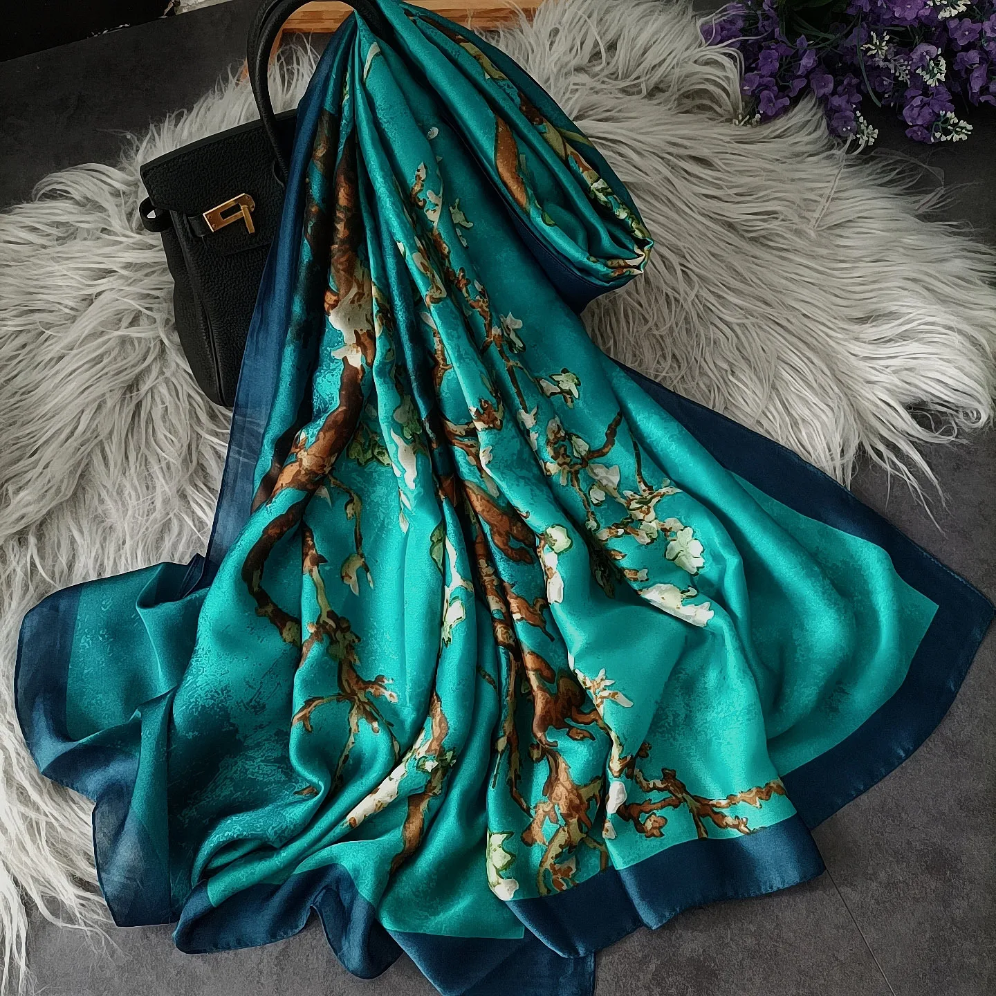 

2021 Luxury Brand Women Scarf Summer Silk Scarves Shawl Lady Wrap Soft Female Echarpe Designer Beach Bandana foulard muffler