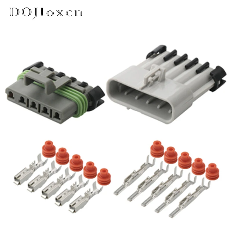 

1/5/10/20/50/Sets 5 Pin Automotive Waterproof Male Female Wiring Plug Grey Electric Connector 1218-6400 12084891 DJ7055W-2.8-21