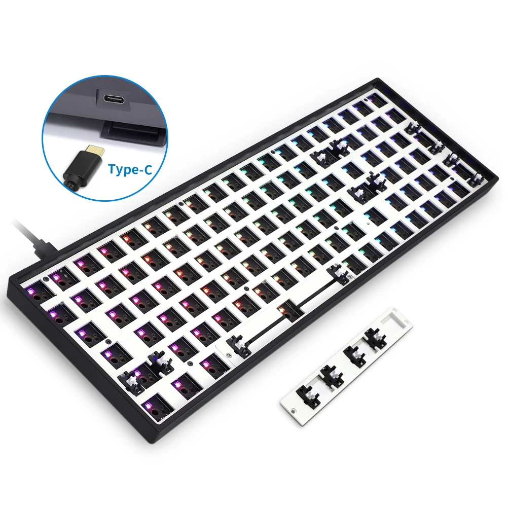 Imagem -04 - Kit Teclado Mecânico Gk96x Gk96xs Split Space Hot Swappable Programável Bluetooth Suporte Rgb Switch Leds tipo c Gk96