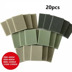 20Pcs Sponge Sanding Block Wet Dry Grinding Sandpaper 300-400 500-600 800-1000 1200-1500 Grit Polishing Pads Abrasive Sand Paper