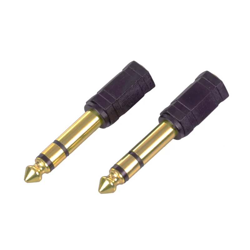 1pc Jack 3.5mm 6 Corners Jack 6.35mm 3Poles Stereo Male Plug to 3.5mm Stereo Female Adapter Audio Microphone Plug Gold Plated