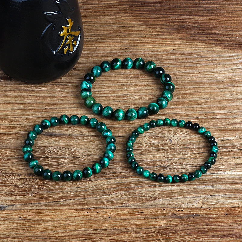 Lightning Royal Green Tiger Eye Bracelet Men 6-12mm Natural Energy Stone Beads Reiki Healing Bracelets for Women Jewelry Pulsera