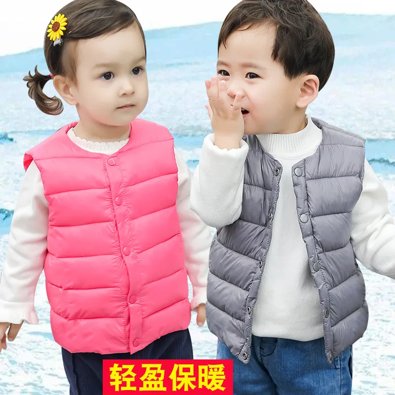 Children\'s Feather-cotton Waistcoat Children Boys Girls Light Vest Autumn Winter Baby Vest