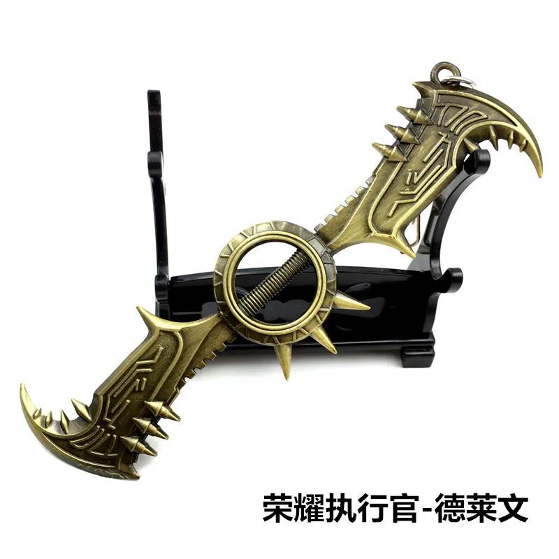 Game LOL Keychain League Of Legends Superhero Weapon Model Metal Pendant Key Rings Fans Nice Souvenir llaveros Jewelry Gift 12CM