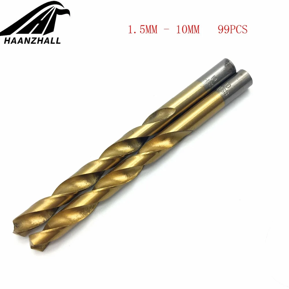 99pcs/Set Titanium Coated HSS High Speed Steel Drill Bit Set Tool 1.5mm - 10mm image 3