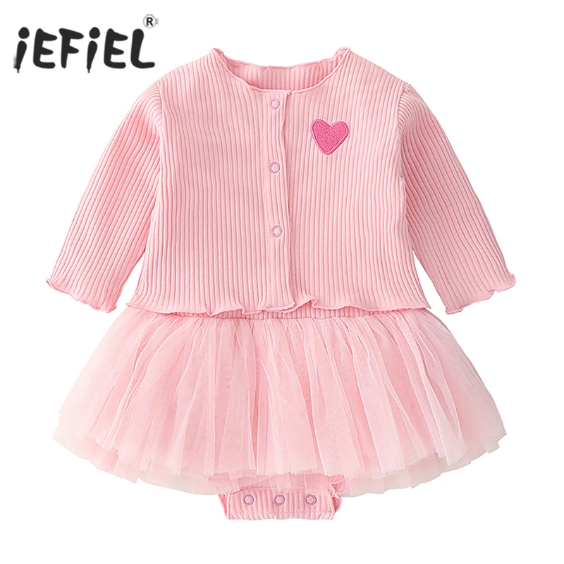 

Infant Baby Girls Clothes Set 2021 Autumn Kids Dresses For Girls Casual Cardigan+Princess Dress Toddler Girls Clothes Sets 0-12M