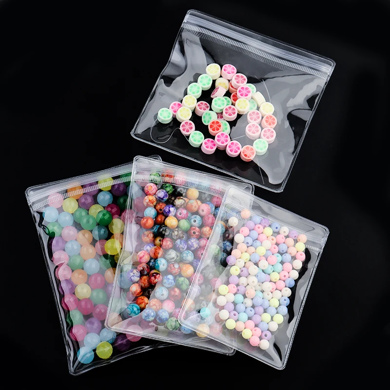 20pcs/lot Transparent PVC Self Sealing Plastic Jewelry Zip Lock Bags Thick Clear Ziplock Earrings Pendant Packaging Storage Bags