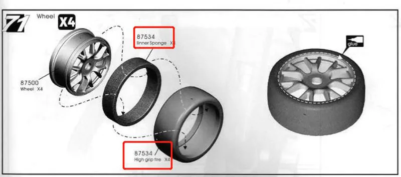 Original OFNA/HOBAO RACING 87534 1/7 high grip tire For 1/7 HYPER ONE-SEVEN ONROAD