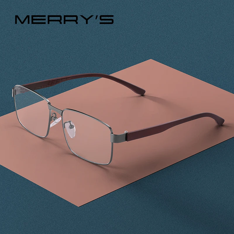 MERRYS DESIGN Men Business style Square Glasses Frame Male Myopia Prescription Eyeglasses TR90 Frame Titanium Alloy Legs S2105