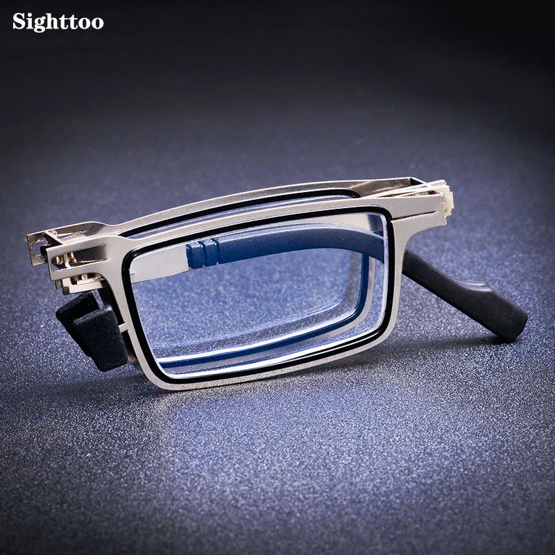 

Sighttoo Round Frame Folding Glasses Ladies Portable Anti Blue-Ray Proof Reading Glasses For Men Hyperopia Screwles Eyeglasses