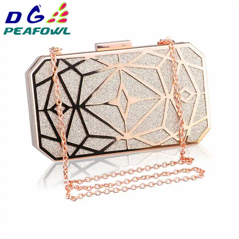 

DG PEAFOWL Luxury Gold Evening Bag Women Party Banquet Glitter Bag Wedding Clutches Minaudiere Chain Shoulder Bag Bolsas Mujer